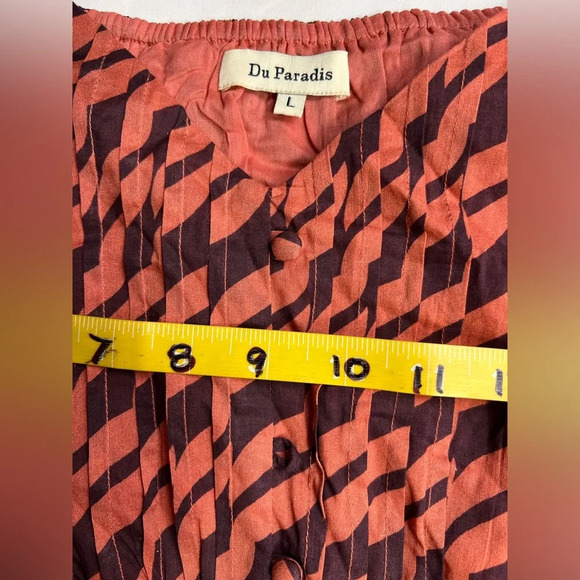 DU PARADIS Maroon and rust striped deep V maxi dress size L - Picture 12 of 16